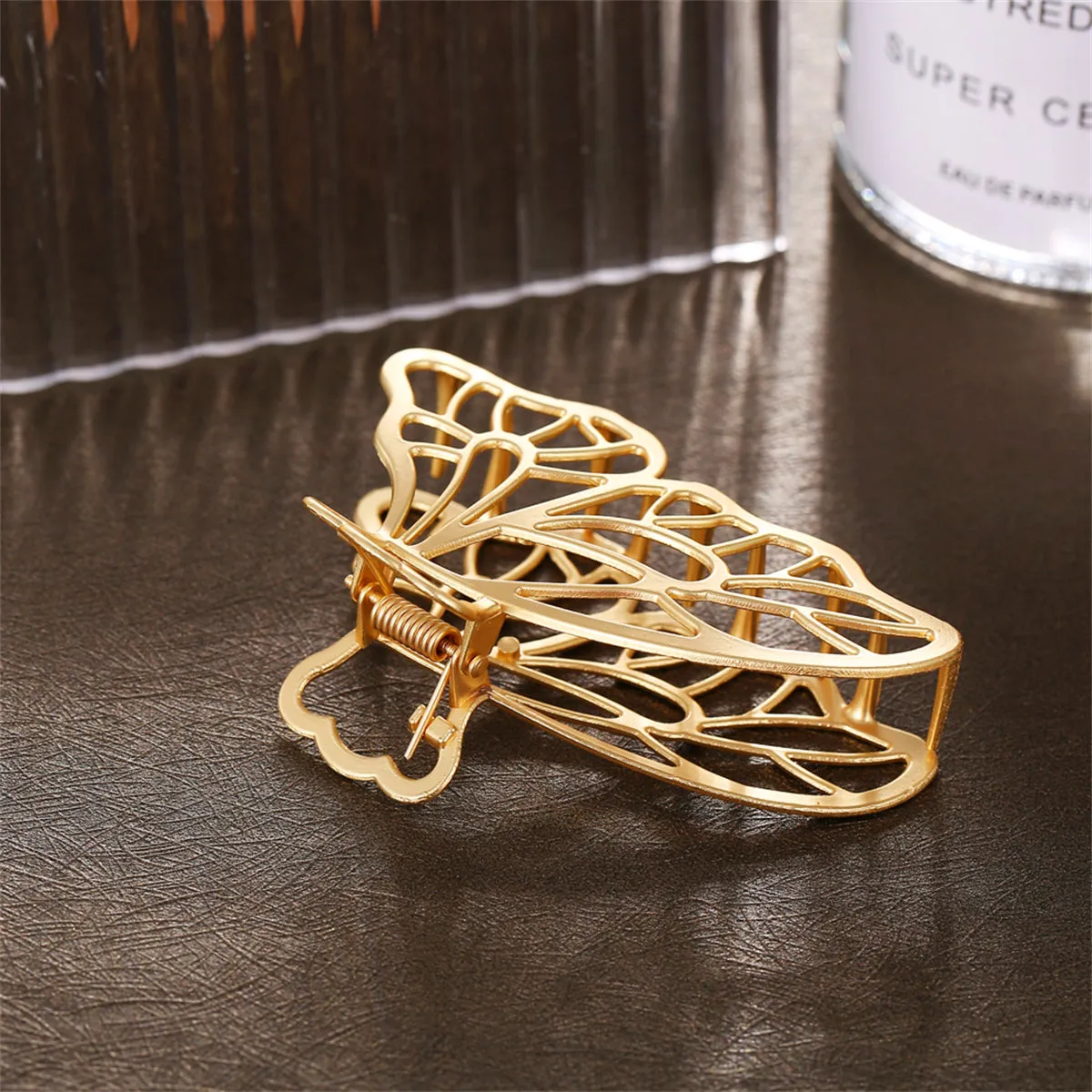 18K Gold-Plated Openwork Butterfly Wings Hair Clip