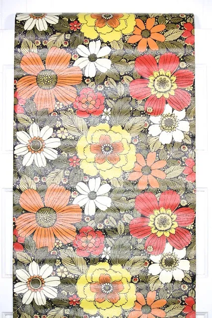 1970s Floral Vintage Wallpaper