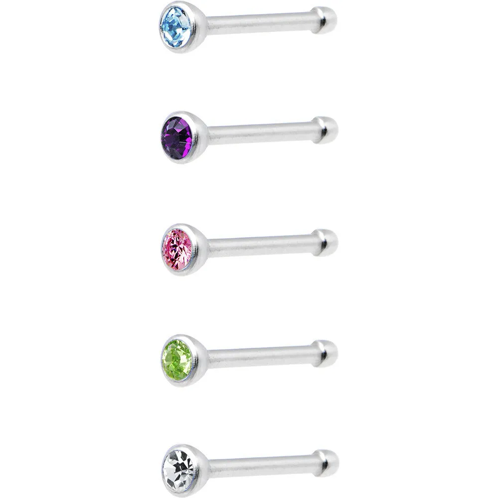 20 Gauge Stainless Steel CZ Nose Bone Pack Set