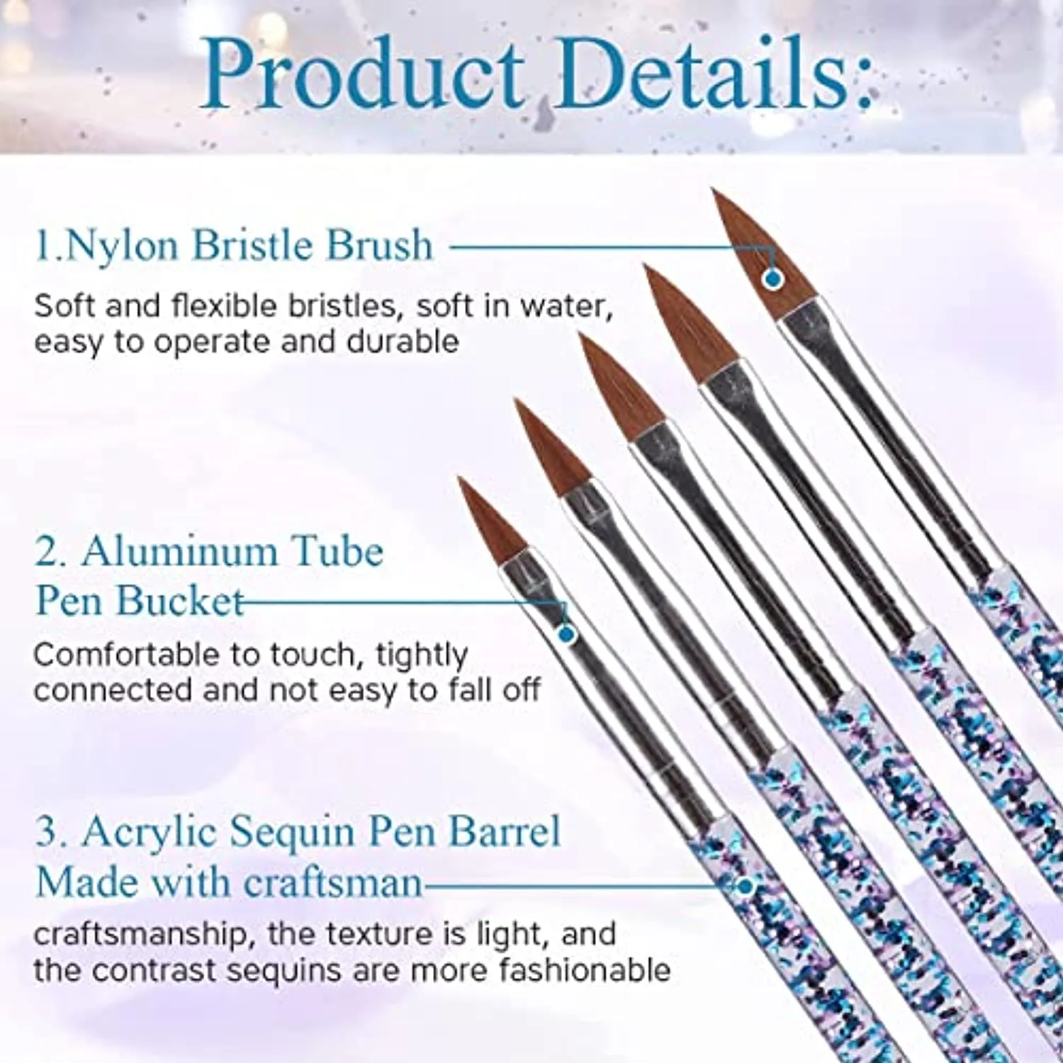 21Pcs Acrylic Nail Brush Set - UV Gel Nail Art Brushes - 3D Nail Liner Extension Brushes Flower Drawing Brush Double Ended Dotting Nail Art Polish Pen for DIY Nail Salon Nail Art Design Tool