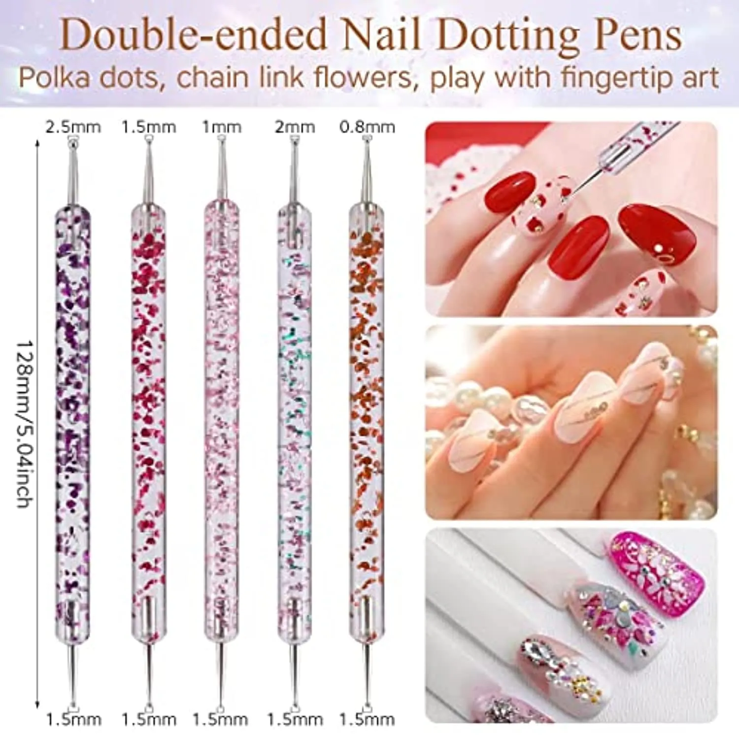 21Pcs Acrylic Nail Brush Set - UV Gel Nail Art Brushes - 3D Nail Liner Extension Brushes Flower Drawing Brush Double Ended Dotting Nail Art Polish Pen for DIY Nail Salon Nail Art Design Tool