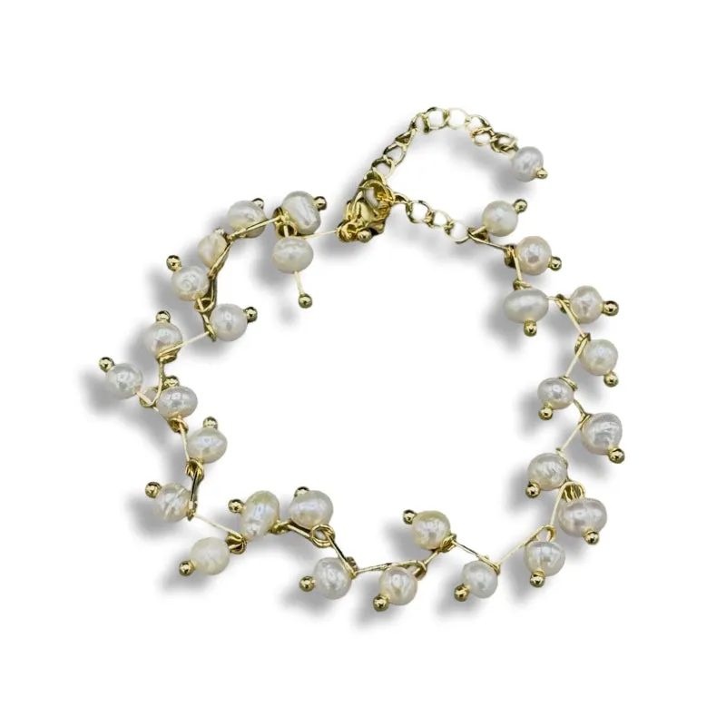 265-01-G | LATTICE PEARL BRACELET IN GOLD