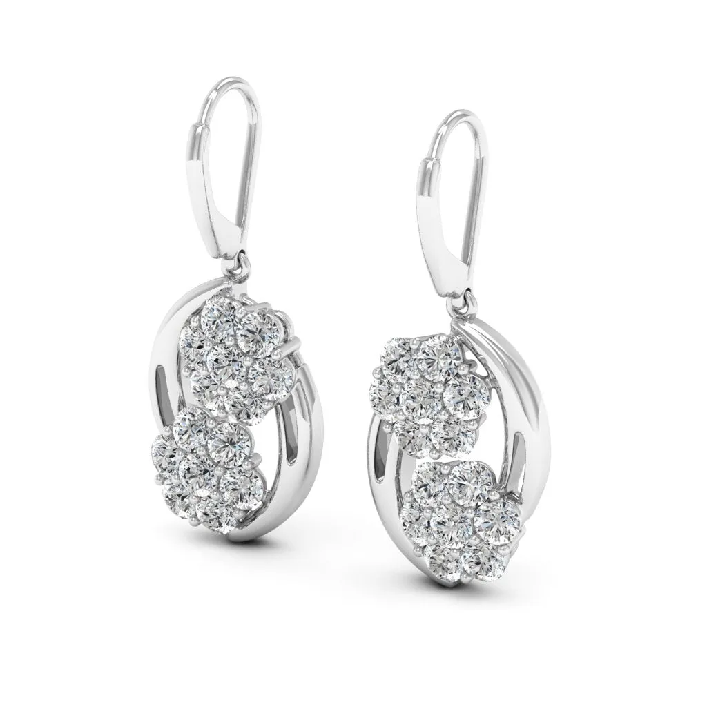 3.08 d.e.w cts Cassiopeia Moissanite Dangle Earrings
