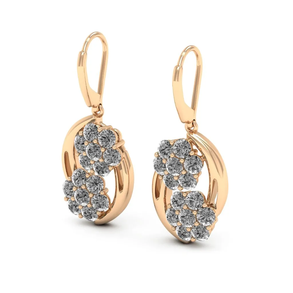 3.08 d.e.w cts Cassiopeia Moissanite Dangle Earrings