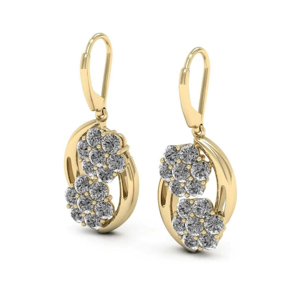 3.08 d.e.w cts Cassiopeia Moissanite Dangle Earrings