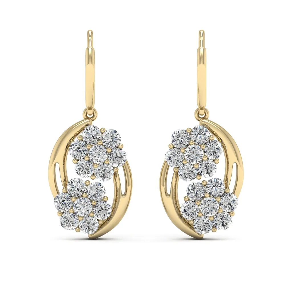 3.08 d.e.w cts Cassiopeia Moissanite Dangle Earrings