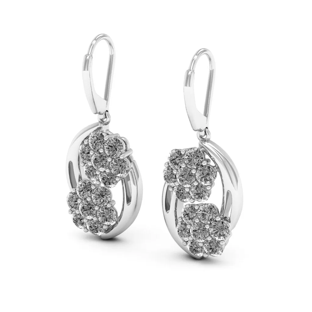 3.08 d.e.w cts Cassiopeia Moissanite Dangle Earrings
