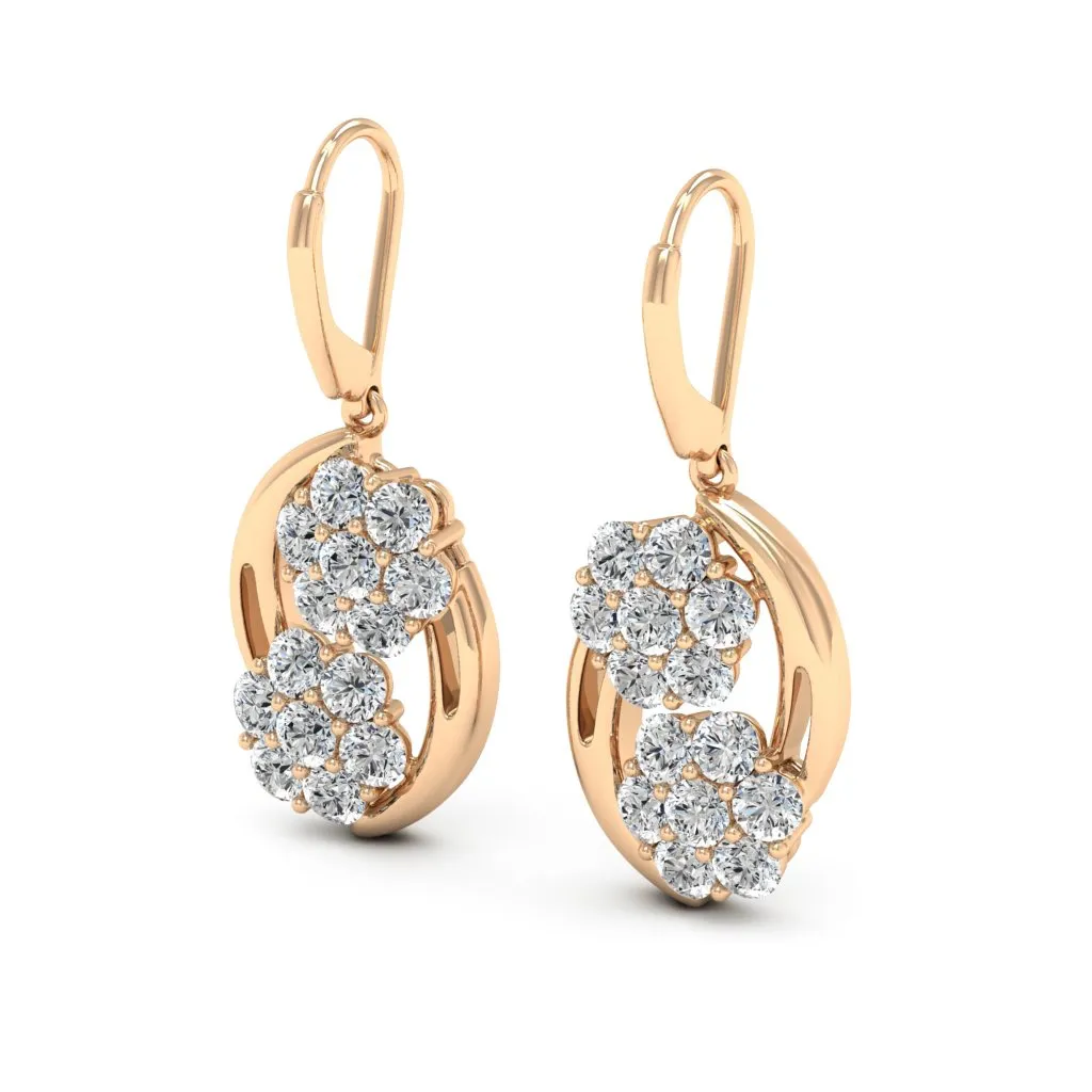 3.08 d.e.w cts Cassiopeia Moissanite Dangle Earrings