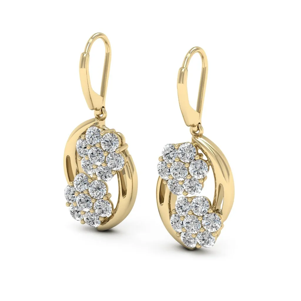 3.08 d.e.w cts Cassiopeia Moissanite Dangle Earrings