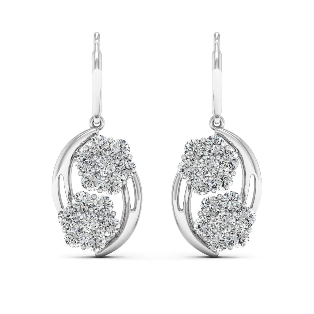 3.08 d.e.w cts Cassiopeia Moissanite Dangle Earrings