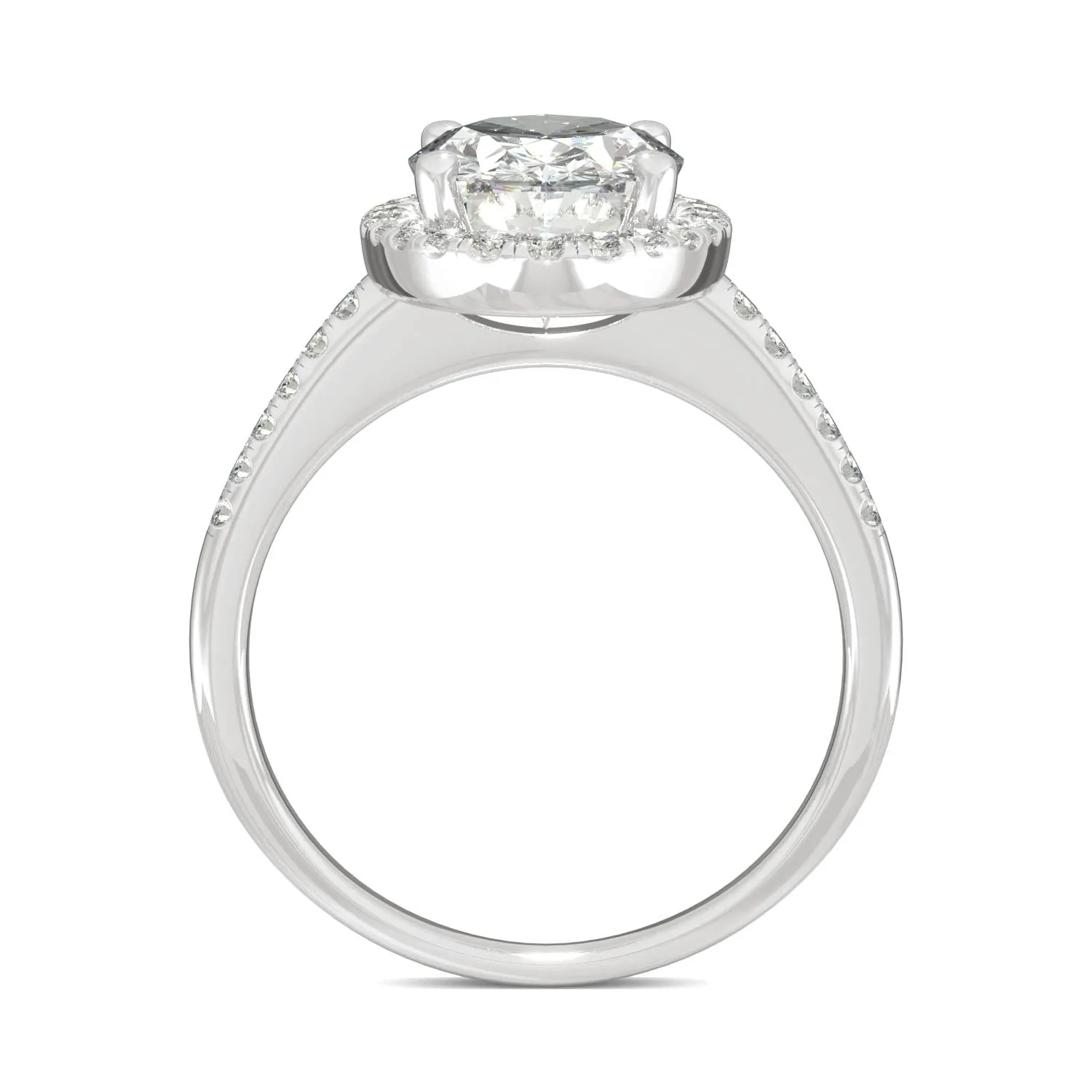 4.75 CTW DEW Elongated Oval Moissanite Halo Ring in 14K White Gold