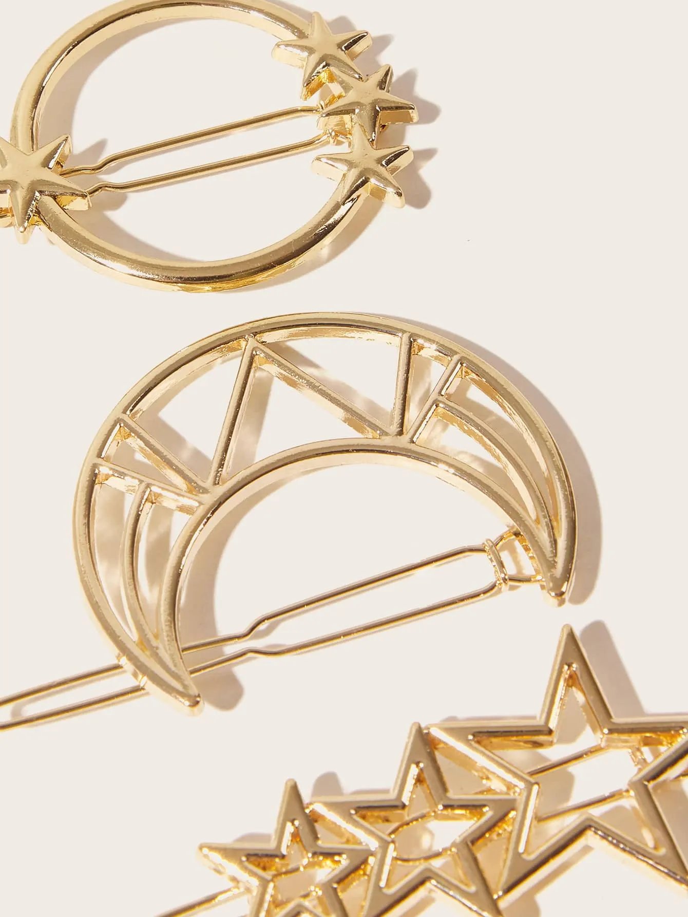 5pcs Lotus & Star Decor Hair Clip - Gold