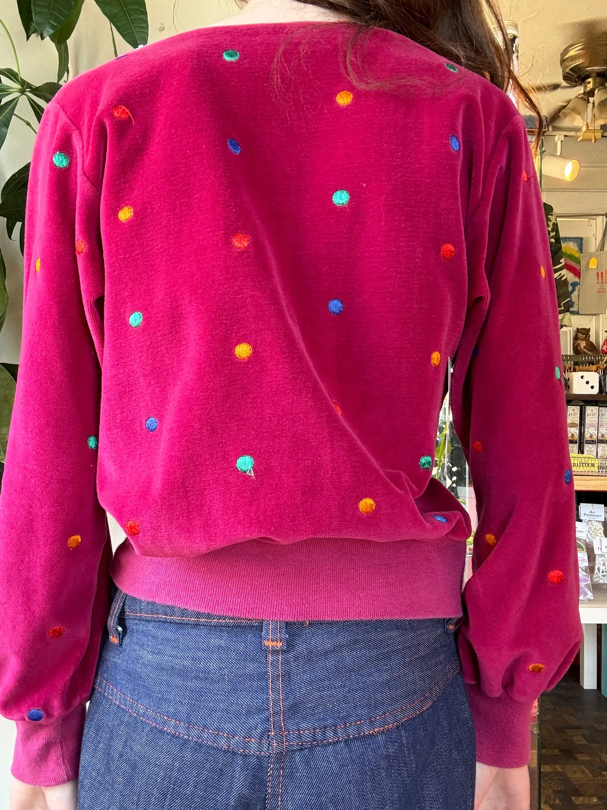 70s/80s Lix Claiborne Polka dot velour top - Union made