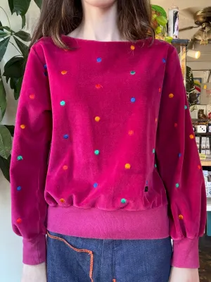 70s/80s Lix Claiborne Polka dot velour top - Union made