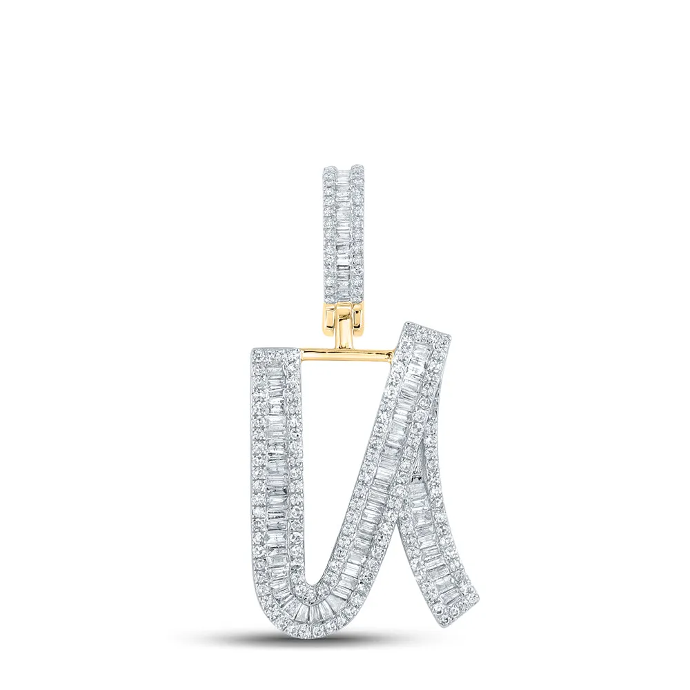 7/8CTW-DIA CN INITIAL "U" MENS CHARM