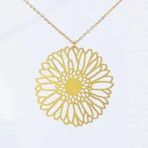 A Tea Leaf - Necklace - Gerber Daisy (Gold) #ATL-N-238