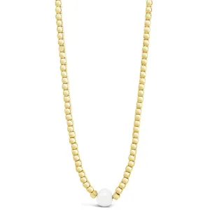 Absolute Gold & Pearl Dainty Cube Necklace