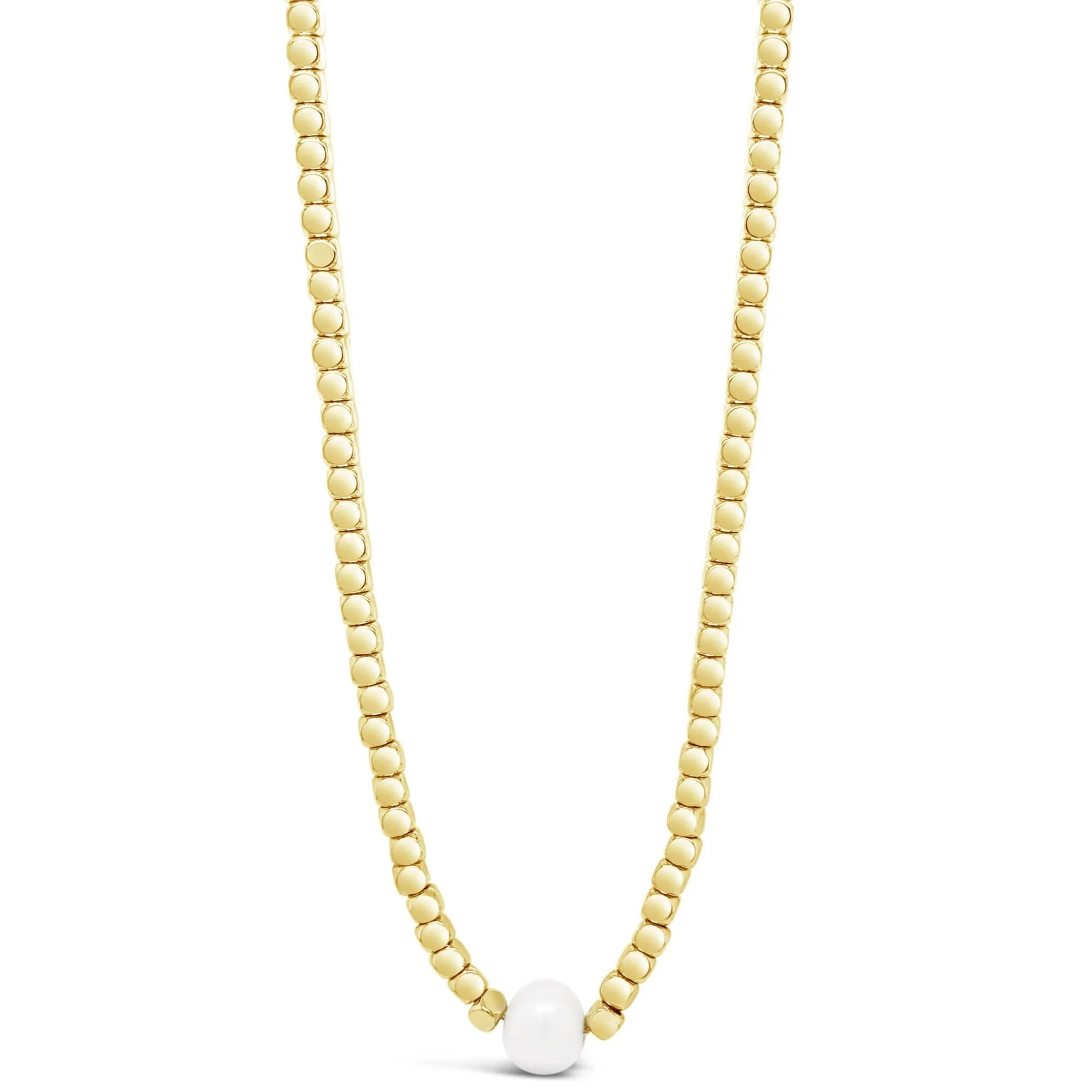 Absolute Gold & Pearl Dainty Cube Necklace