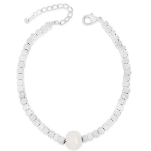 Absolute Silver & Pearl Dainty Cube Bracelet