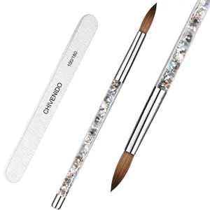 Acrylic Nail Brush - CHIVENIDO #Size 8 Kolinsky Acrylic Nail Brushes for Acrylic Application, Christmas Sable Professional Acrylic Nail Art Brush with Liquid Glitter Handle