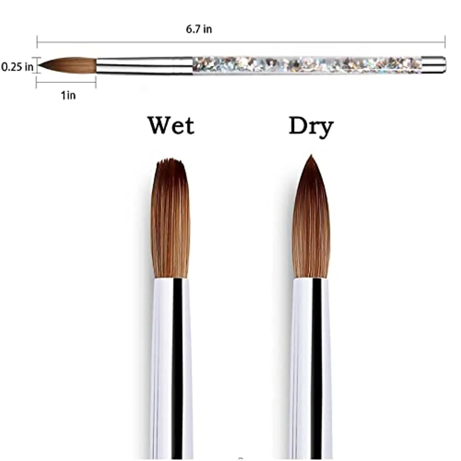 Acrylic Nail Brush - CHIVENIDO #Size 8 Kolinsky Acrylic Nail Brushes for Acrylic Application, Christmas Sable Professional Acrylic Nail Art Brush with Liquid Glitter Handle