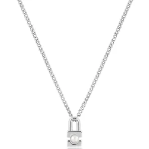Ania Haie Modern Muse Silver Pearl Padlock Necklace