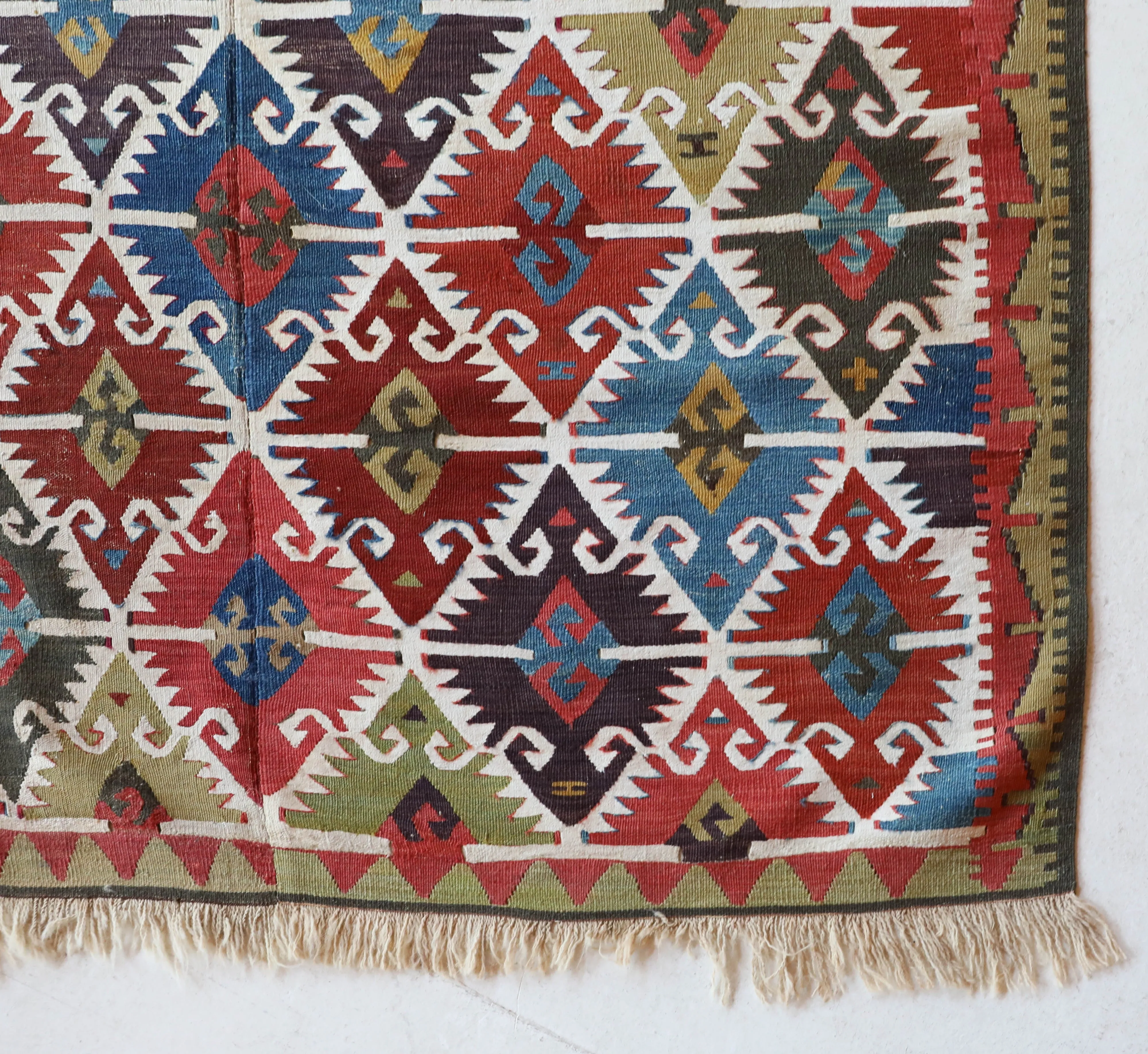 Antique Eskisehir Sivrihisar kilim runner 4'3"x13'