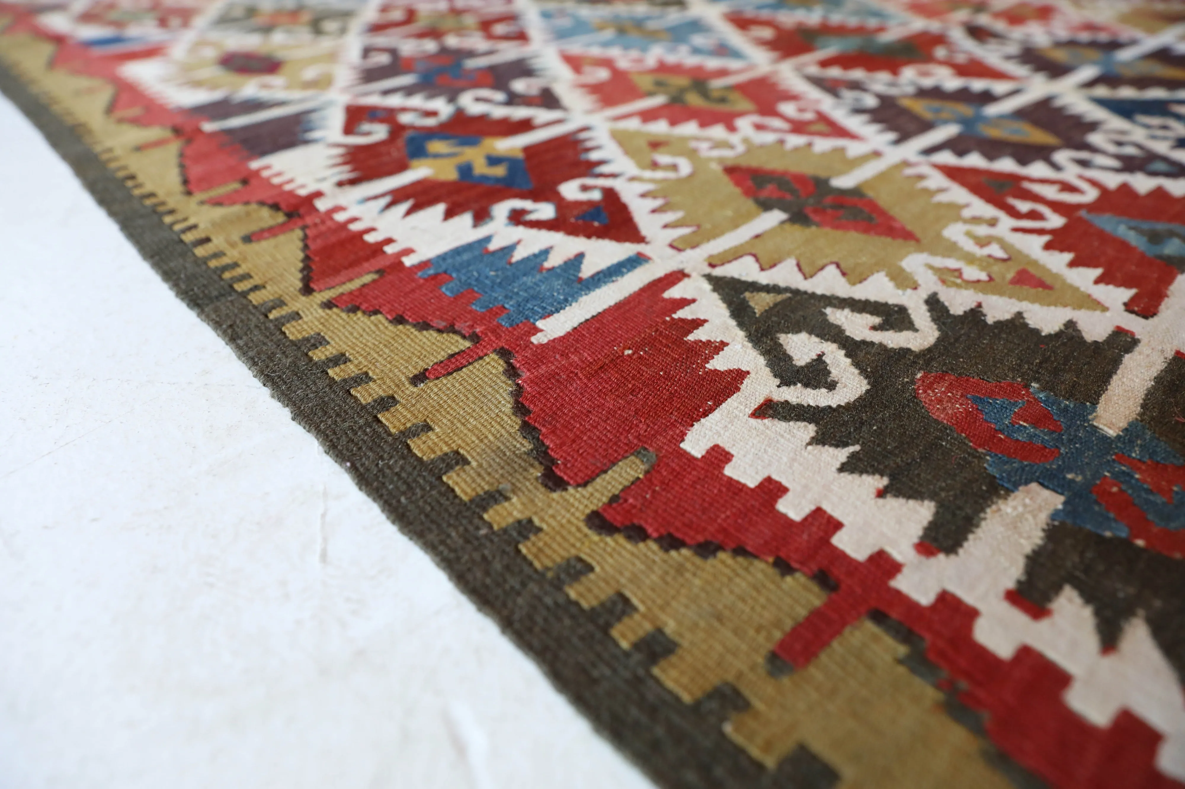 Antique Eskisehir Sivrihisar kilim runner 4'3"x13'
