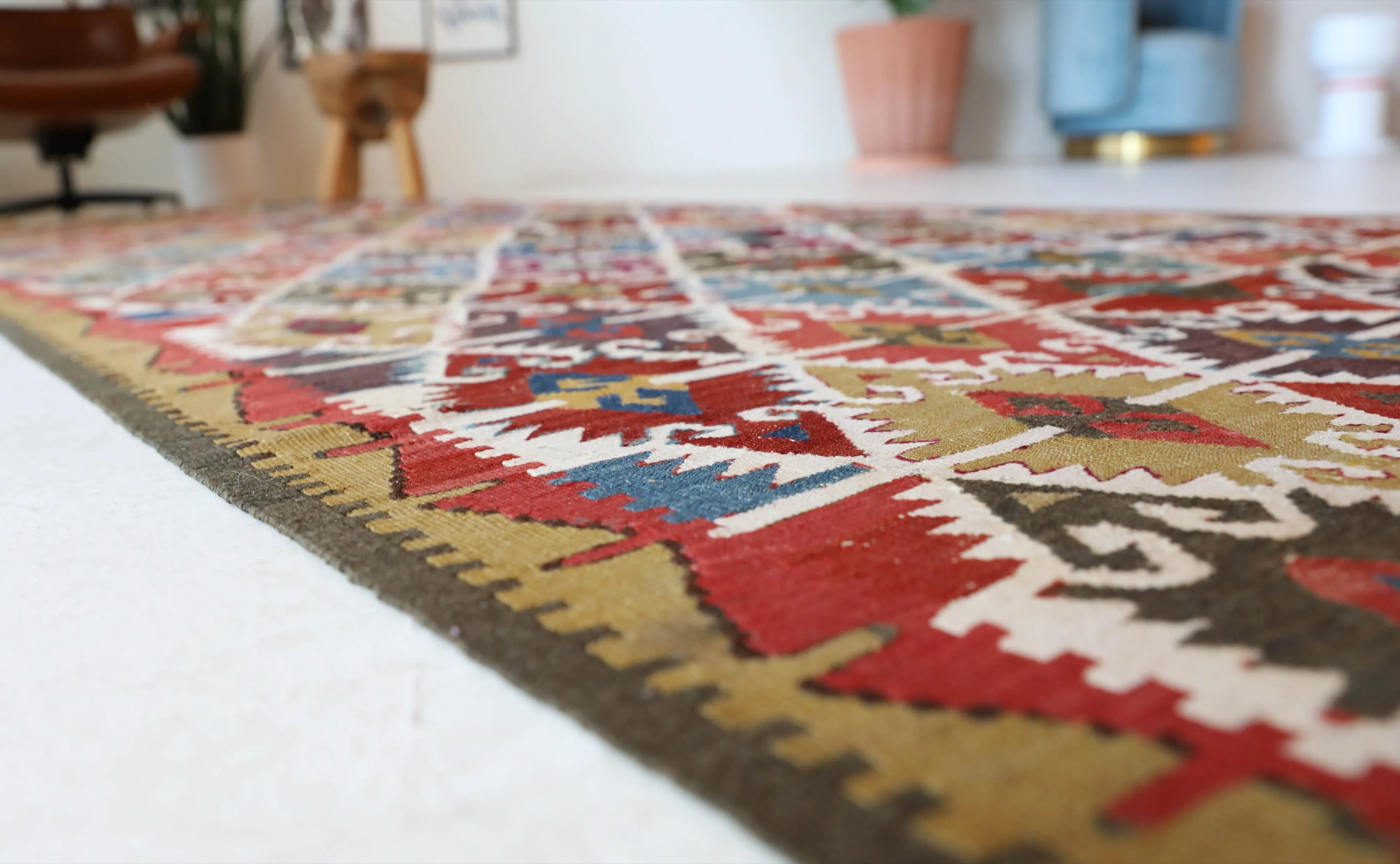 Antique Eskisehir Sivrihisar kilim runner 4'3"x13'