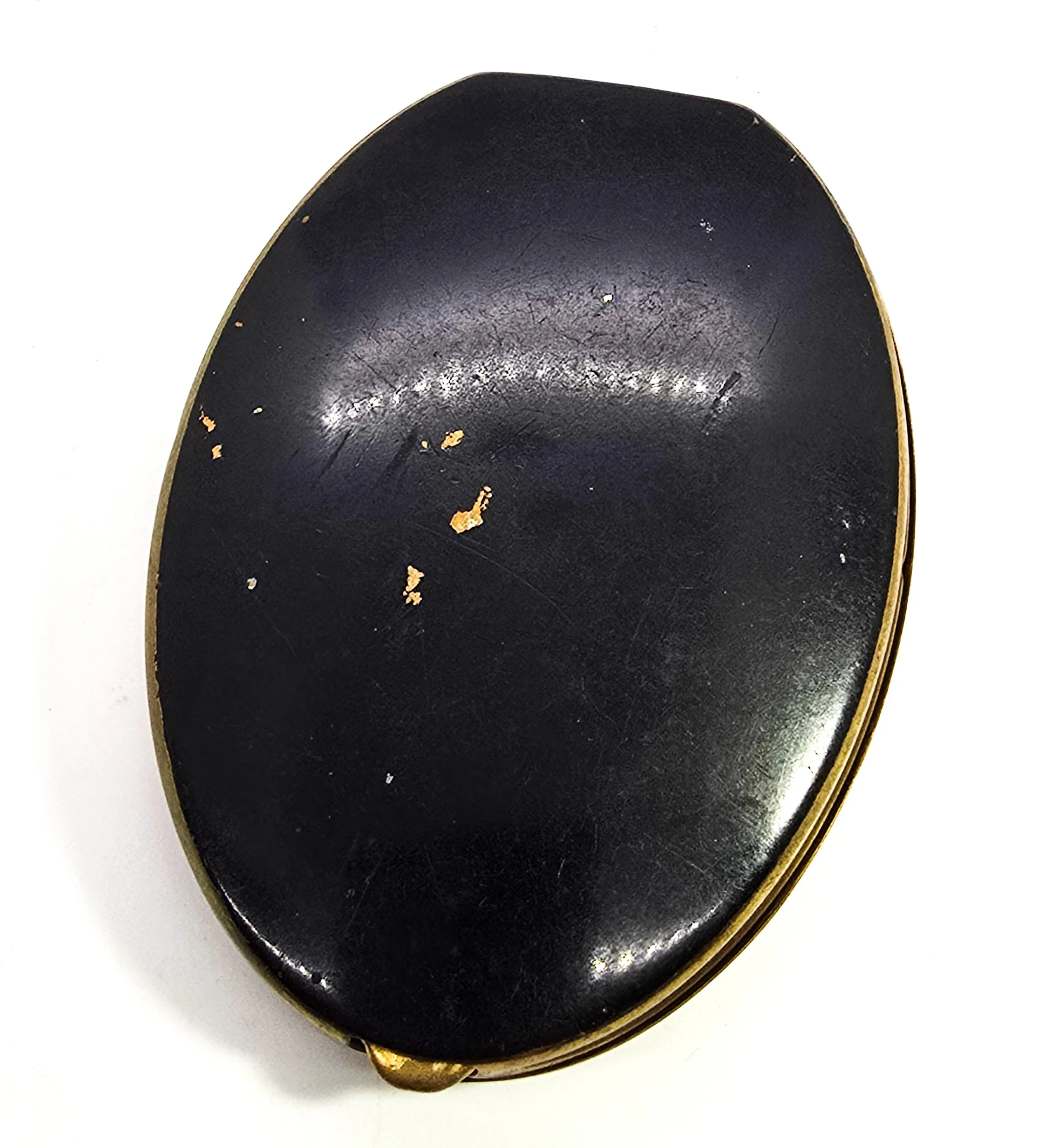 Antique Mid century retro pin up rose oval compact purse mirror
