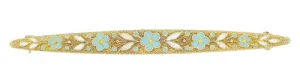 Antique Victorian Floral Enamel Brooch in 14 Karat Yellow Gold