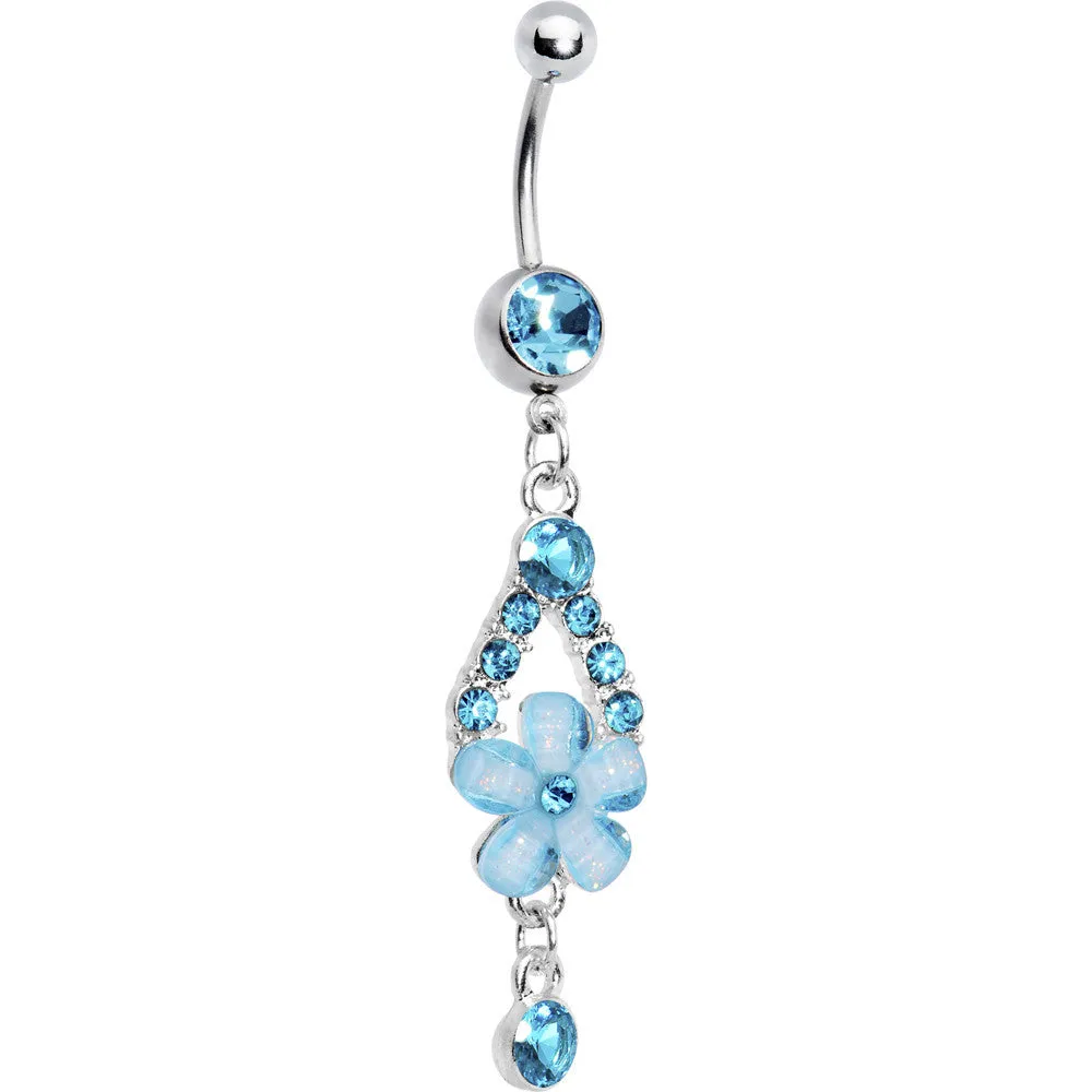 Aqua Gem Springtime Flower Belly Ring