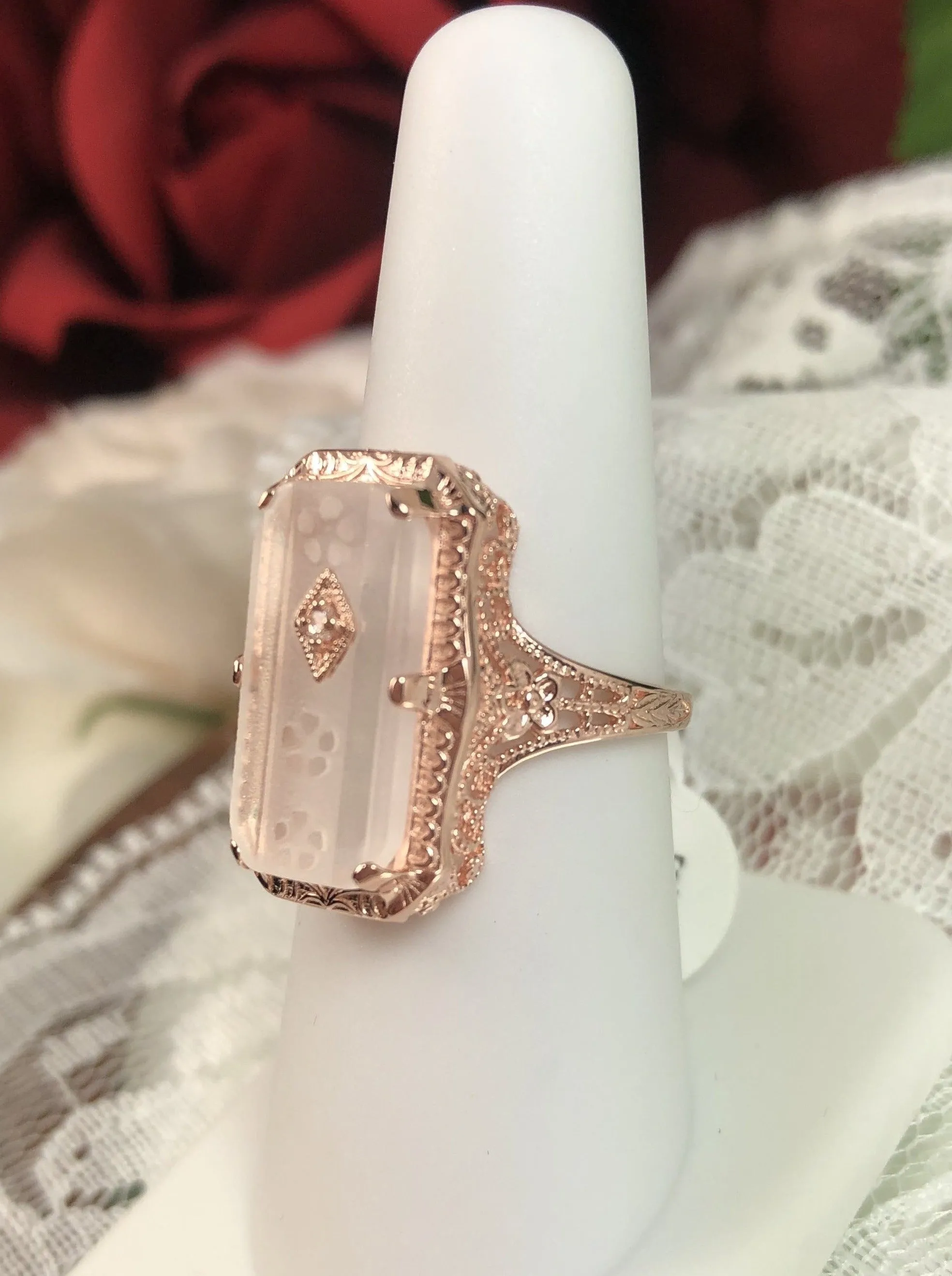 Art Deco Jewelry Set, Rose Gold over Sterling Silver, 1915's Era Vintage Style Jewelry #S232