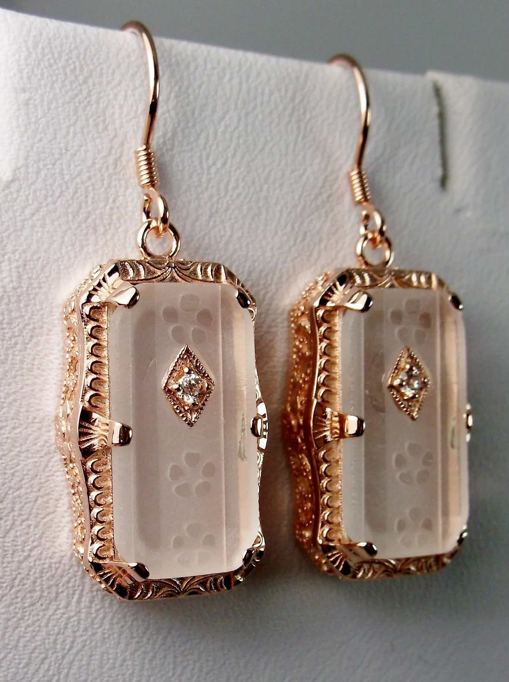 Art Deco Jewelry Set, Rose Gold over Sterling Silver, 1915's Era Vintage Style Jewelry #S232