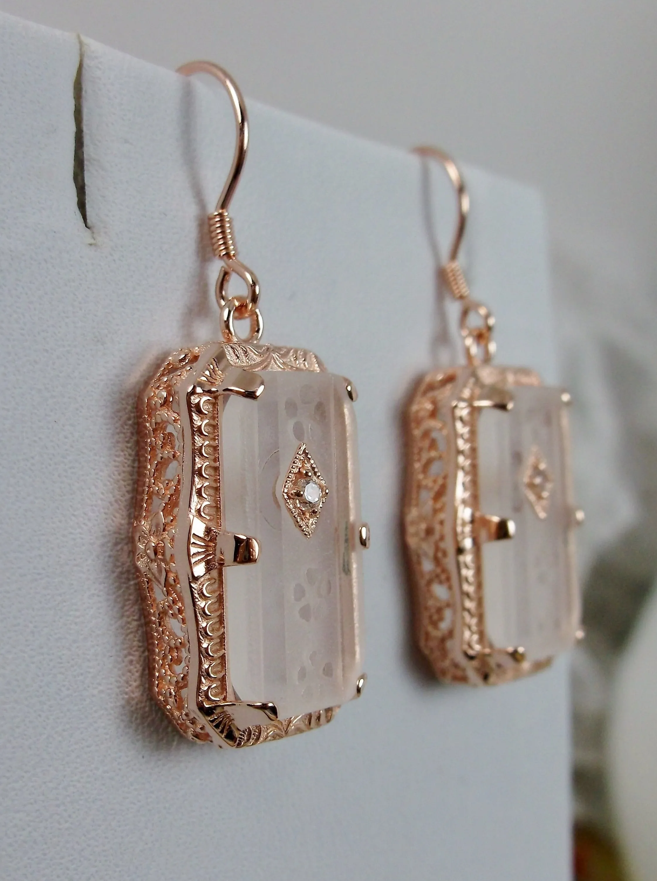 Art Deco Jewelry Set, Rose Gold over Sterling Silver, 1915's Era Vintage Style Jewelry #S232