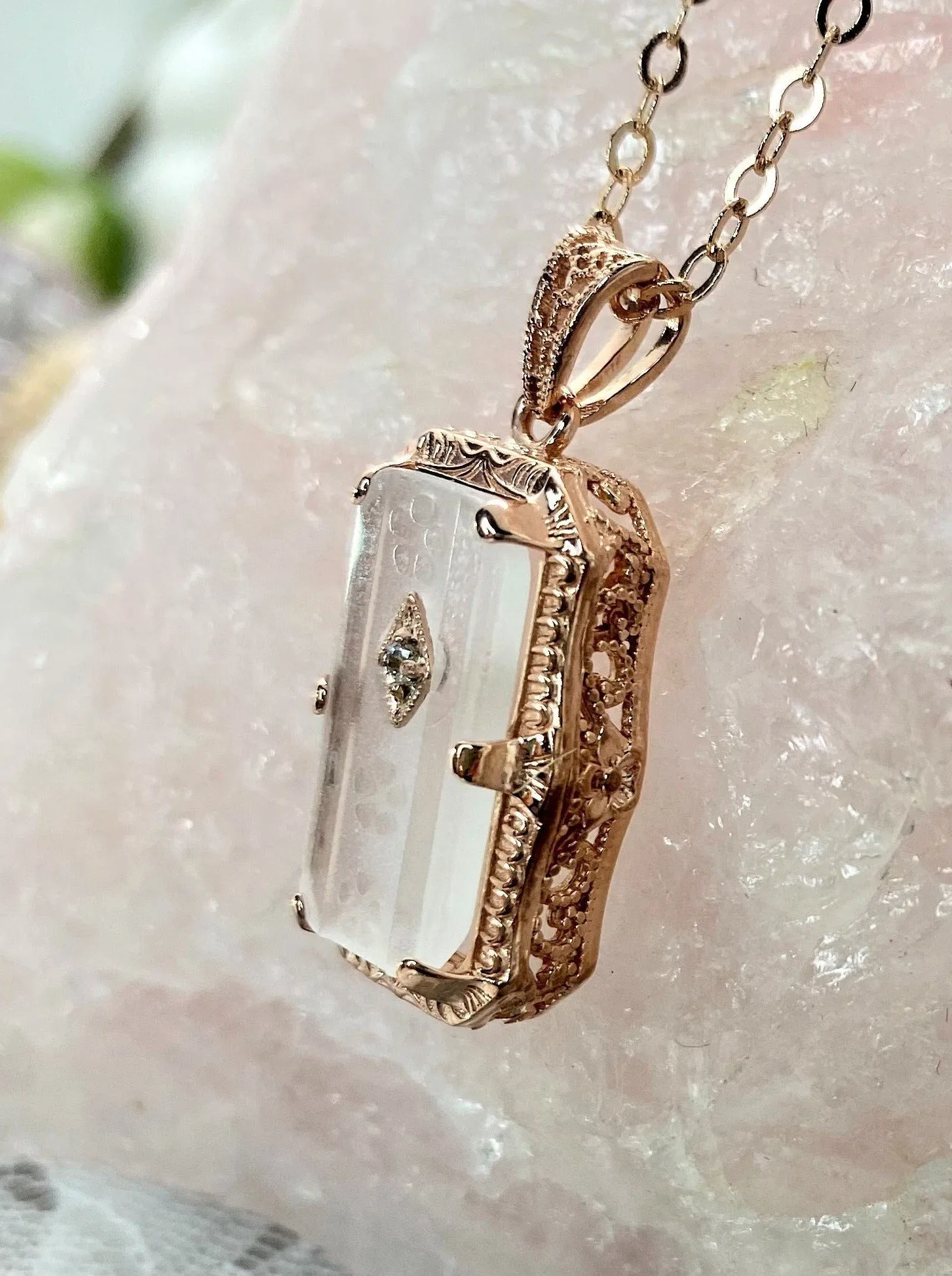 Art Deco Jewelry Set, Rose Gold over Sterling Silver, 1915's Era Vintage Style Jewelry #S232