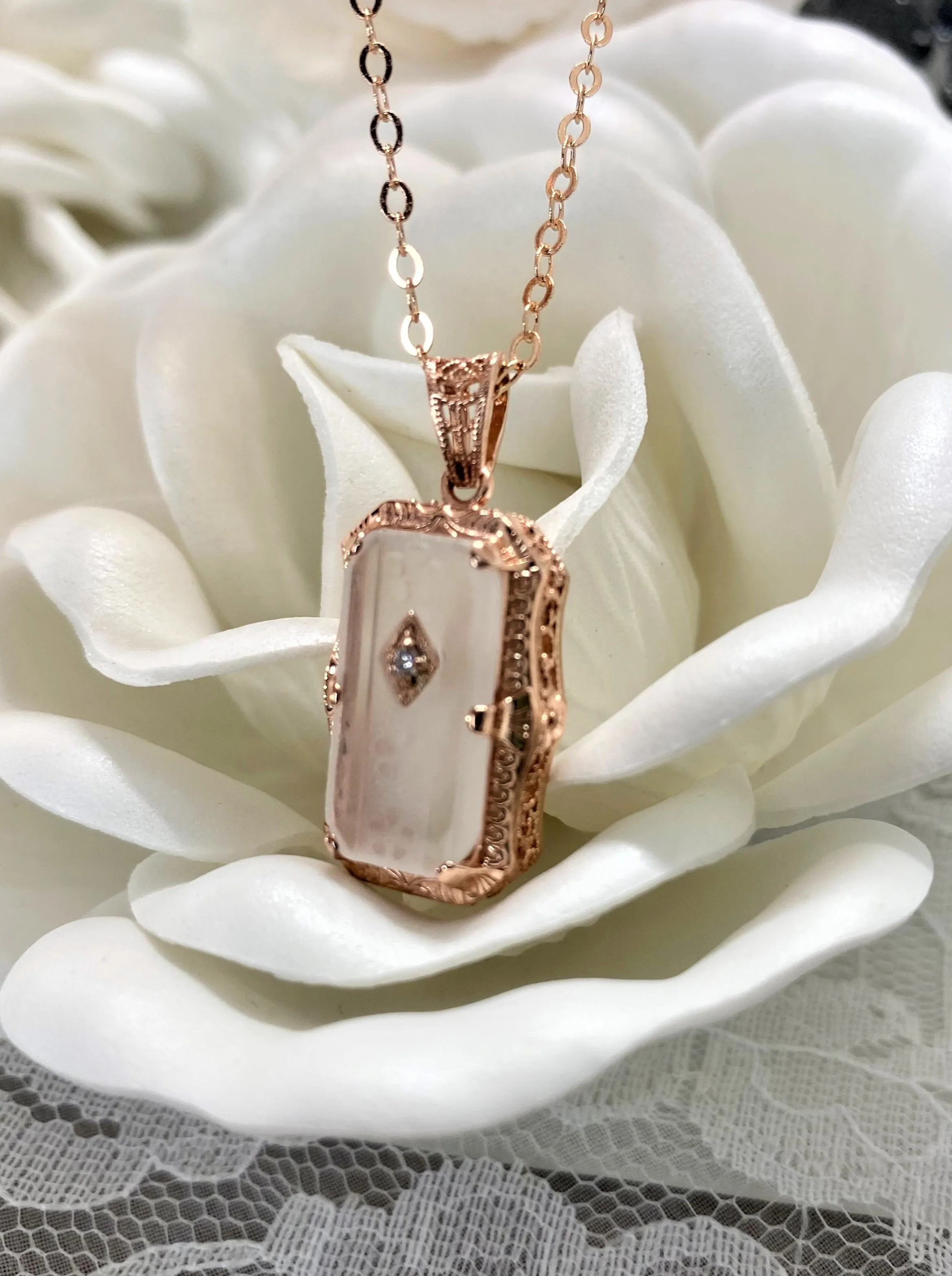 Art Deco Jewelry Set, Rose Gold over Sterling Silver, 1915's Era Vintage Style Jewelry #S232