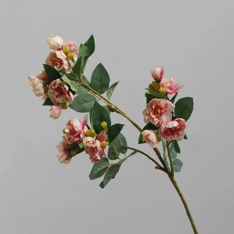 Artificial Peony Flowers and Leaves Stems - 2 pcs