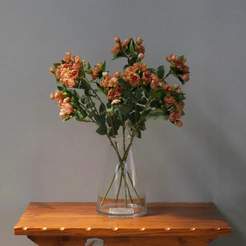 Artificial Peony Flowers and Leaves Stems - 2 pcs