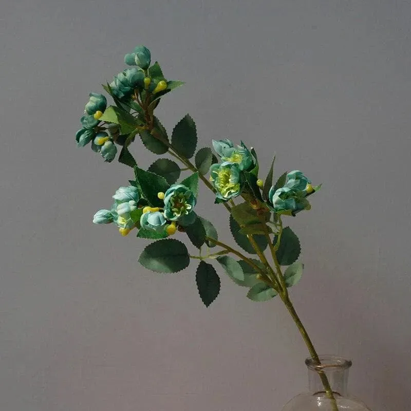 Artificial Peony Flowers and Leaves Stems - 2 pcs