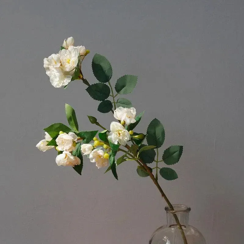 Artificial Peony Flowers and Leaves Stems - 2 pcs