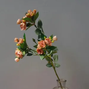 Artificial Peony Flowers and Leaves Stems - 2 pcs