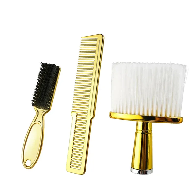 Barber Hairdressing Comb Brush Soft Hair Cleaning Brush Retro Neck Duster Broken Remove Salon Comb Set for Men