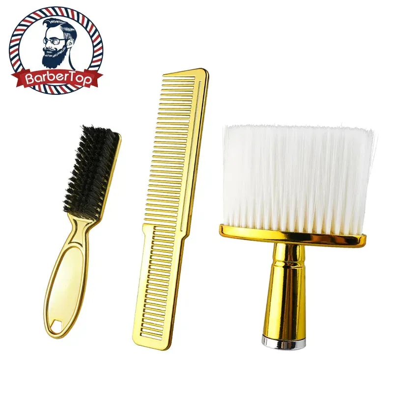 Barber Hairdressing Comb Brush Soft Hair Cleaning Brush Retro Neck Duster Broken Remove Salon Comb Set for Men