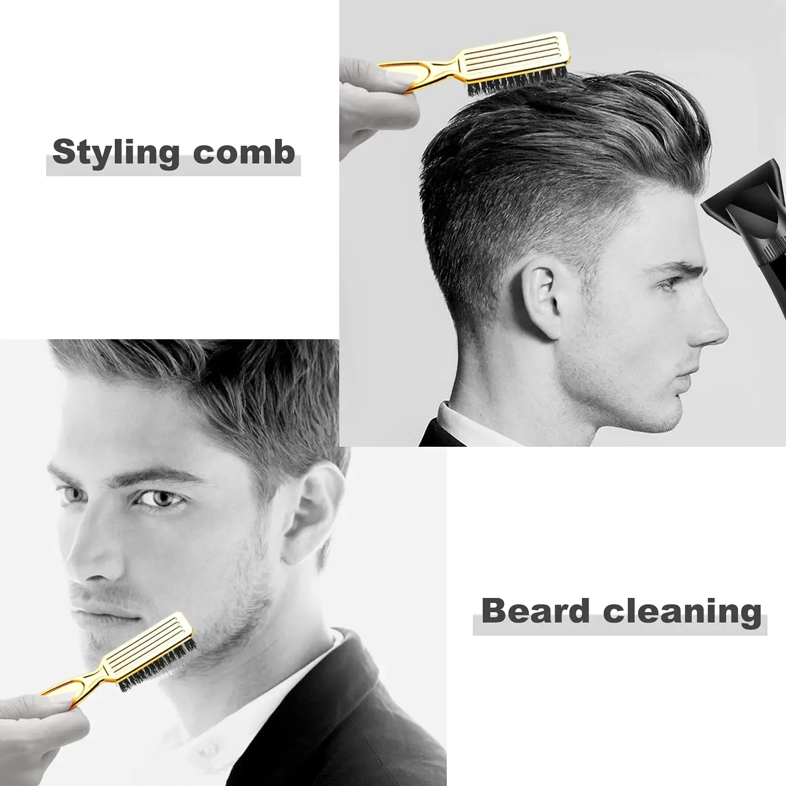 Barber Hairdressing Comb Brush Soft Hair Cleaning Brush Retro Neck Duster Broken Remove Salon Comb Set for Men