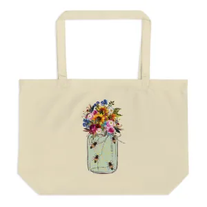 Bees in a Jar Large Organic Tote Bag