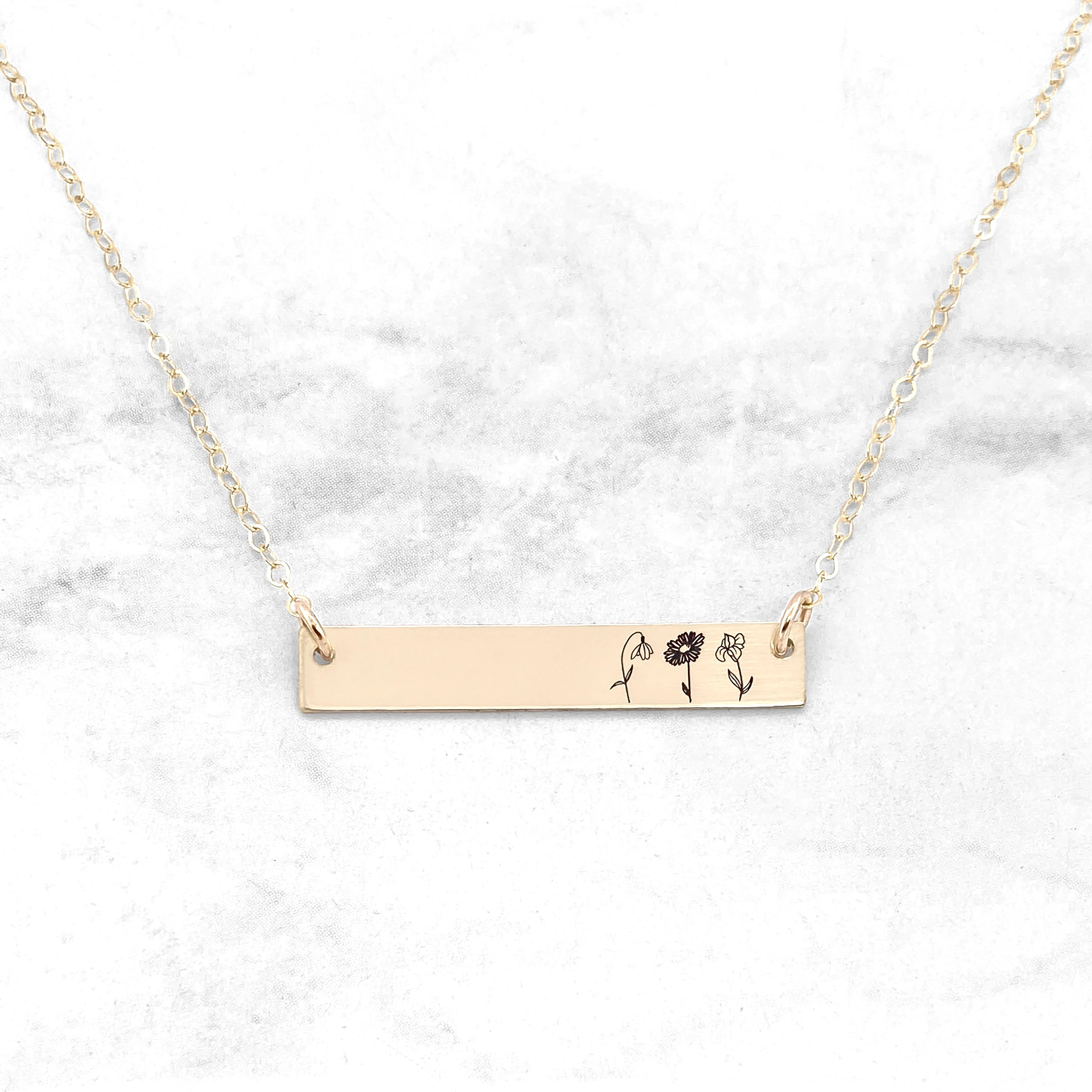 Birth Flower Bar Necklace