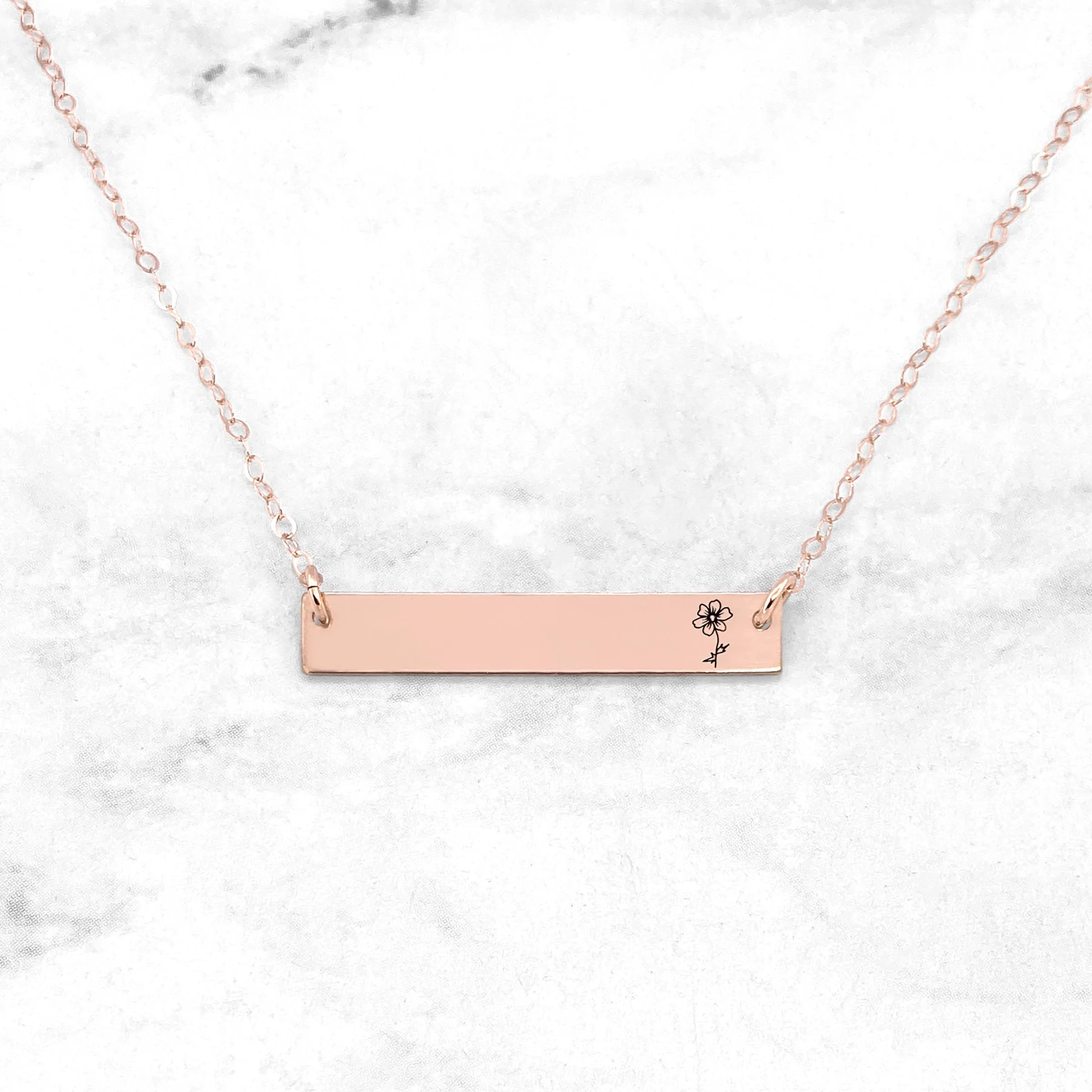 Birth Flower Bar Necklace