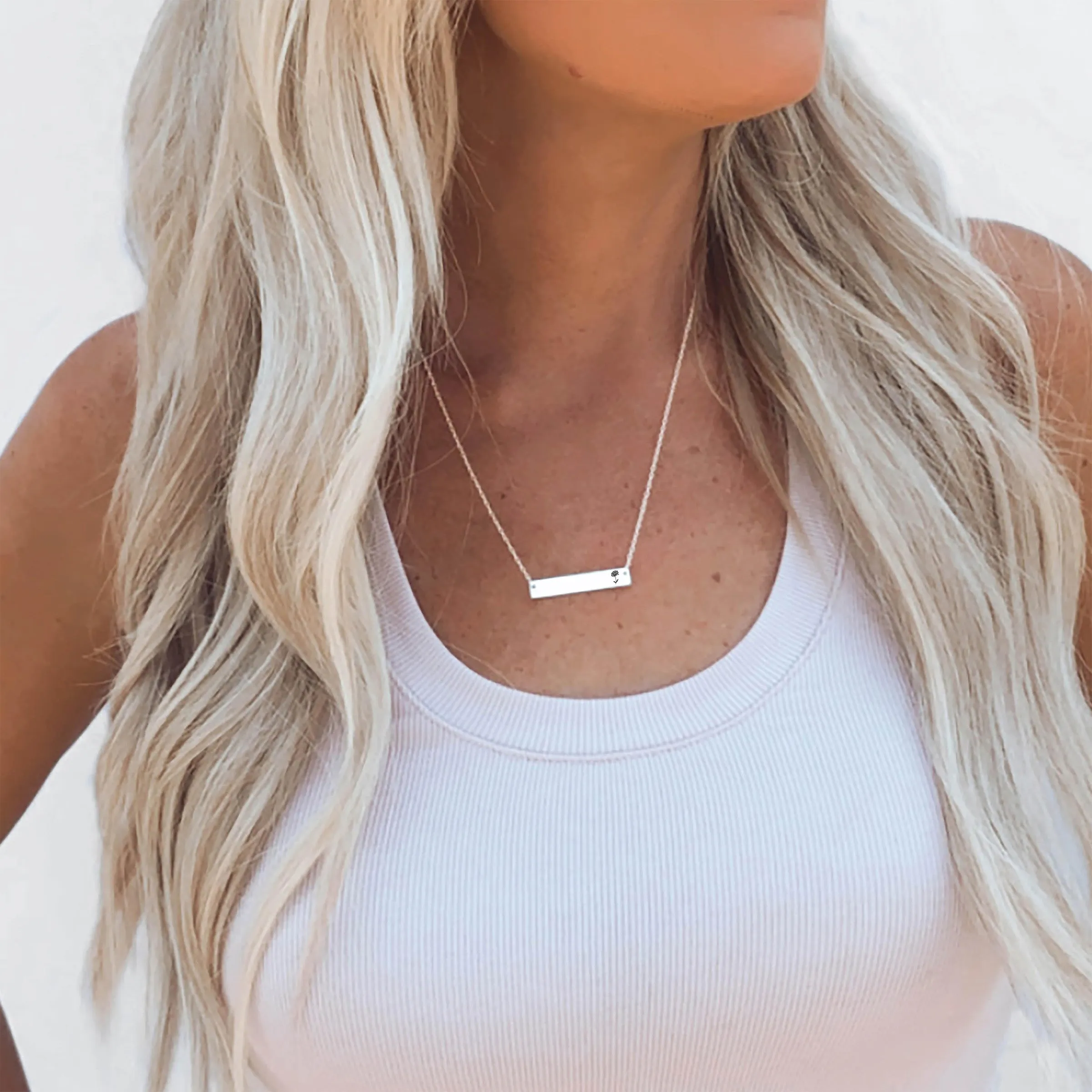 Birth Flower Bar Necklace
