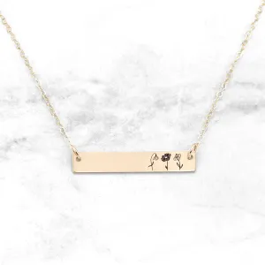 Birth Flower Bar Necklace